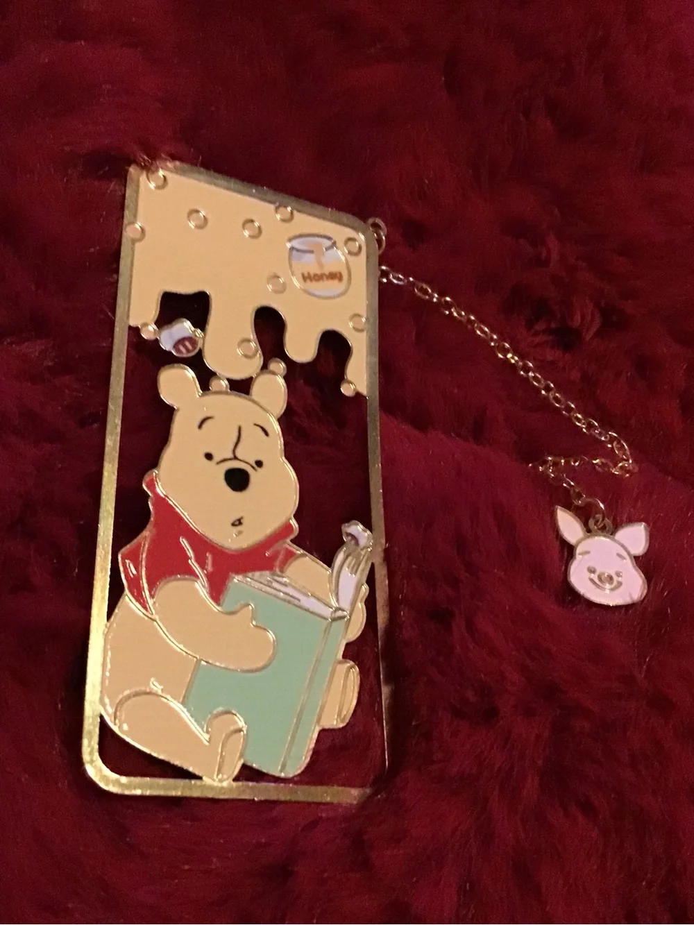 Winnie the Pooh Gold-tone Enamel Bookmark with Piglet Charm - Kids Accessories